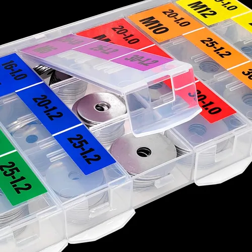 Vista 2 de EEEEE Arandelas de guardabarros para tornillos (18 tipos) Arandelas planas Surtido de arandelas de acero inoxidable 304 Juego de arandelas surtidas