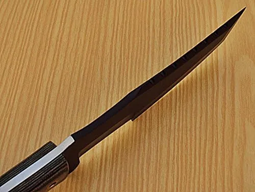 Vista 6 de Poshland TR-38 PERSONALIZADO HECHO A MANO ACERO CARBONO (1095) CUCHILLO DE SEGUIMIENTO - MANGO DE MICARTA DE JEAN VERDE MARRÓN.