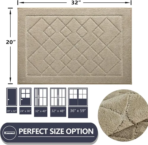 Vista 2 de REFETONE Dirt Trapper Tapete para Puerta de 20" x 32", Tapete Lavable para Interiores con Respaldo de Goma Antideslizante, Resistente a la Suciedad
