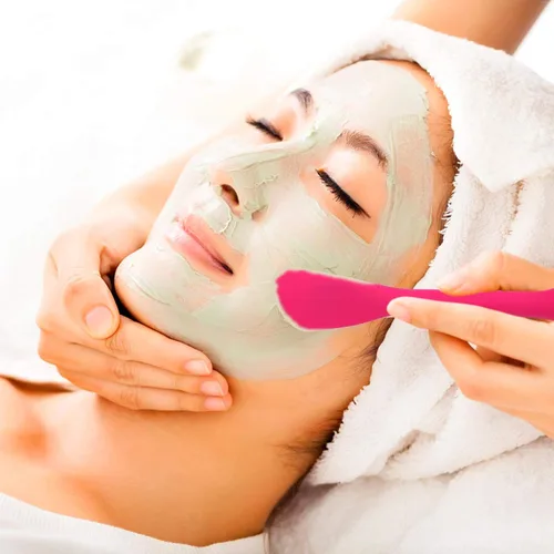 Vista 7 de Cepillo masajeador facial de silicona 2pcs con espátula facial de doble cara para limpieza exfoliante