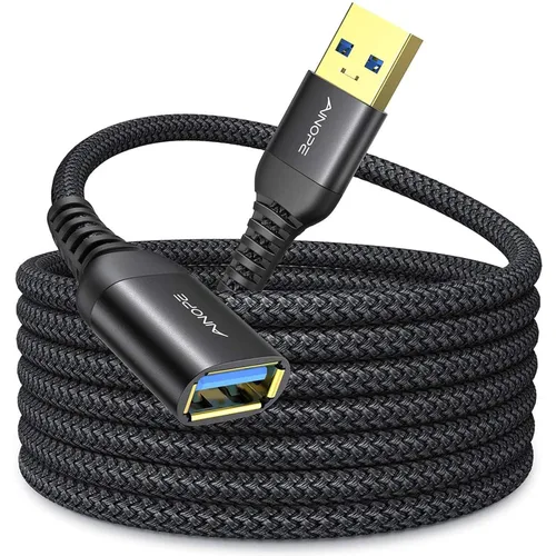 Vista 12 de AINOPE - Pack de 2 cables de extensión USB de alta velocidad USB 3.0, tipo A, macho a hembra. Cable de extensión de material trenzado resistente