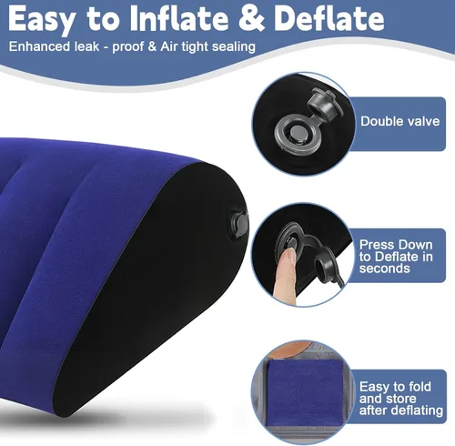 Vista 6 de TheClover Almohada inflable de cuña para viajar - Cojín de cama portátil para aliviar el reflujo ácido y el dolor de espalda, cojín de viaje