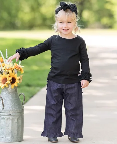 Vista 2 de RuffleButts - Camiseta interior de manga larga para niña, extra suave