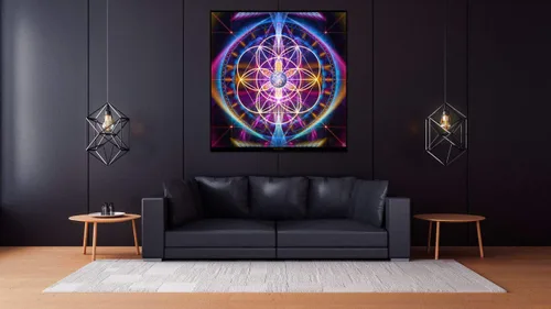 Vista 2 de Sacred Geometry Tapestry Earth Wall Hanging Flower of Life Meditation Sacred Geometry Mandala New Earth (Small)