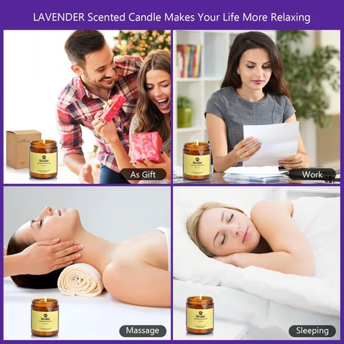 Vista 5 de Velas de aromaterapia, velas perfumadas, velas de eucalipto de lavanda de 7 onzas, para aliviar el estrés y relajarse para el hogar y el dormitorio