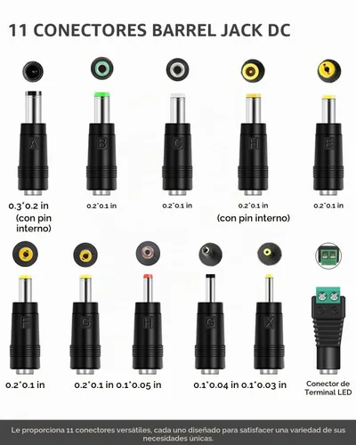 Vista 2 de Cable de alimentación USB a CC de 5 V, enchufe de CC de 0.217 x 0.083 in, cable de carga con 11 conectores de enchufe intercambiables, adaptadores