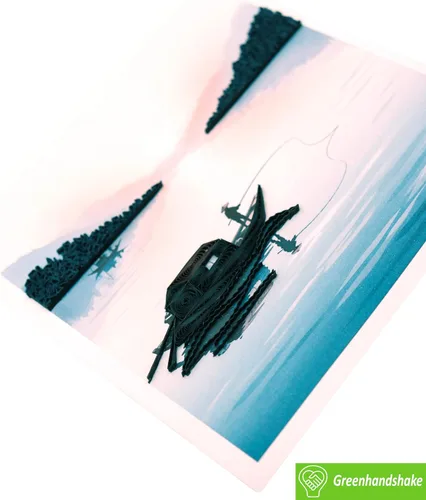 Vista 4 de Alone With the Lake, Quilling Card 3D - Unique Dedicated Handmade, Design Greeting Card for Birthday, Valentine's Day, Mothers Day, Spring, Fathers