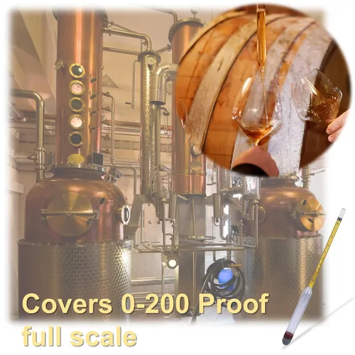 Vista 5 de 5 unidades hidrómetro de alcohol 0-200 prueba Tralle – Preciso, fácil de usar probador de alcohol para destilación Moonshine, elaboración casera