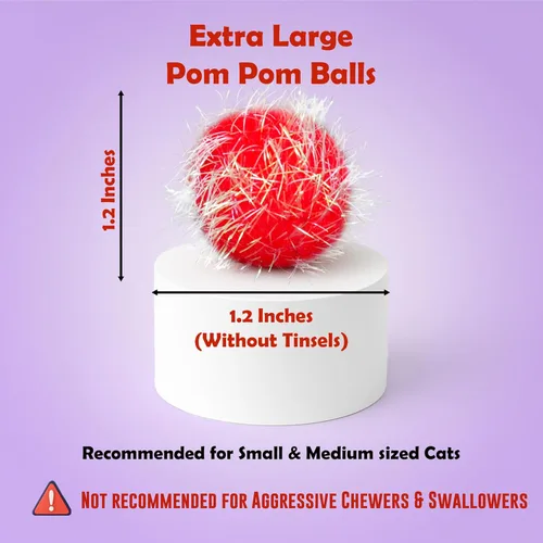 Vista 2 de 30 bolas de pompones brillantes de 1.2 pulgadas para gatos, bolas interactivas con purpurina, multicolor, lo mejor como juguetes de juego
