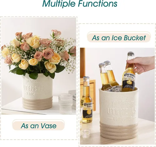 Vista 7 de vancasso Sabine Soporte para Utensilios, Recipiente Grande para Utensilios de 7.2" para Encimera de Cocina, Recipiente de Cerámica