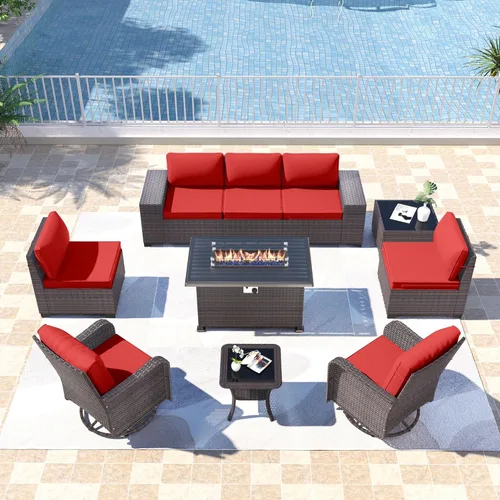 Vista 33 de Kullavik - Juego de muebles para exterior de 6 piezas con sofá modular de ratán de polietileno, color negro