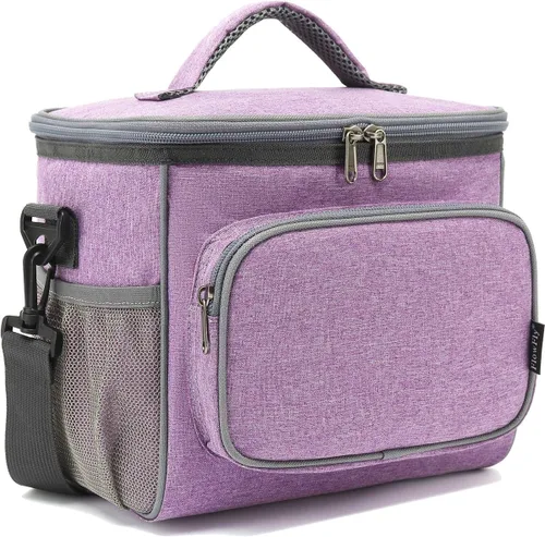Vista 35 de FlowFly - Lonchera reutilizable con aislante para adultos, grande, para mujeres y hombres, con correa ajustable para el hombro, bolsillo frontal