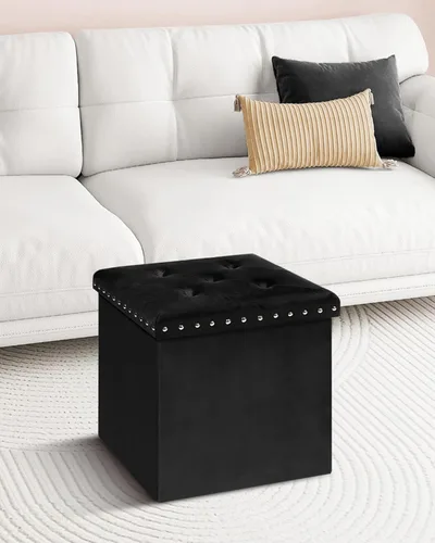 Vista 5 de B FSOBEIIALEO - Otomana de almacenamiento con forma de cubo plegable con capuchón - Otomanas con almacenamiento, cubierta de mesa de café, taburete