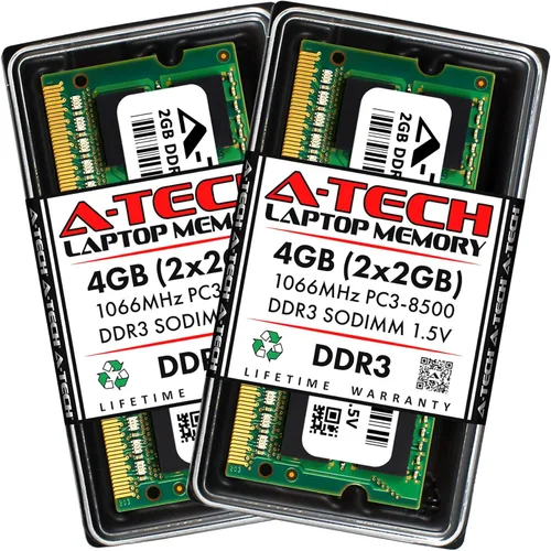 Vista 10 de A-Tech - Módulo de memoria RAM SODIMM para portátil de 1 GB DDR3 1066 MHz PC3-8500 CL7, 1,5 V, 204 pines, sin ECC, SO-DIMM para portátiles