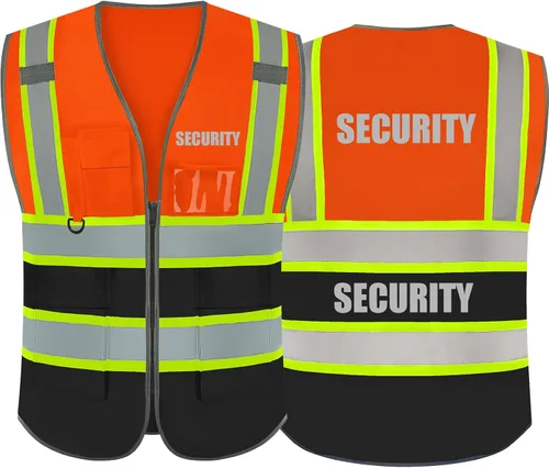 Vista 19 de BeautyWill Chalecos de seguridad de alta visibilidad clase 2 con certificación ANSI Chaleco de trabajo de seguridad con cremallera frontal