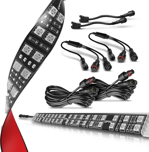 OPT7 Aura - Paquete de Expansión de Doble Fila, 2 tiras LED RGB multicolor de 12 pulgadas con divisores y cables de extensión para interior de