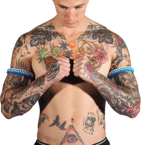 Vista 2 de Muay Thai Prajiad - Brazalete tradicional hecho a mano Muay Thai, auténtico boxeo y kickboxing tailandés Wai Kru (juego de 2)