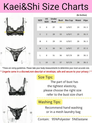 Vista 7 de KaeiShi Encaje floral festoneado con varillas tanga de corte alto lencería de 2 piezas
