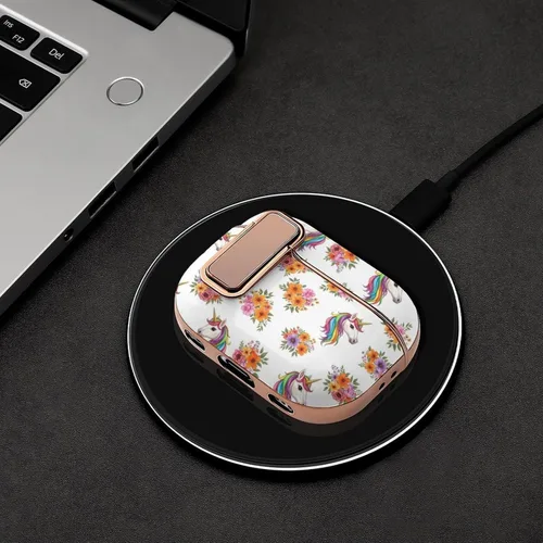 Vista 4 de Headphone Cover Compatible with Airpods Pro 2 Case Pink Floral Unicorn, Plastic, with Lock, Shockproof Protective