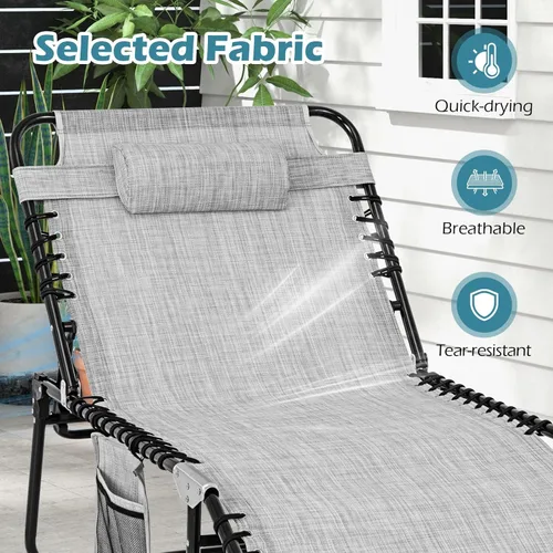 Vista 8 de Tangkula Widen - Sillón plegable y reclinable, portátil con 4 posiciones de respaldo, 2 posiciones de patas, almohada, silla de playa para tomar