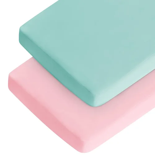 Vista 14 de Sábanas para Pack and Play niño y niña, paquete de 2 sábanas portátiles para corralito se ajustan para Graco Pack N Play, sábana transpirable