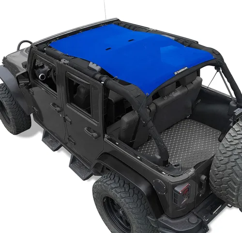 Vista 49 de Shadeidea - Parasol para vehículo Jeep Wrangler JK (2007-2018) de 2 puertas, delantero y trasero, pantalla de malla color negro, cubierta