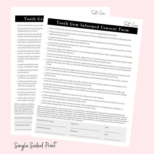 Vista 4 de Boutique Marketing LLC Formulario de consentimiento de gema dental, formulario de admisión, formulario de cuidado posterior Paquete de 75