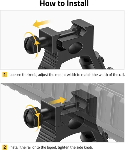 Vista 4 de CVLIFE Bípode Picatinny 3 en 1 para rifle con adaptador de espárrago giratorio y adaptador de abrazadera de barril de altura ajustable