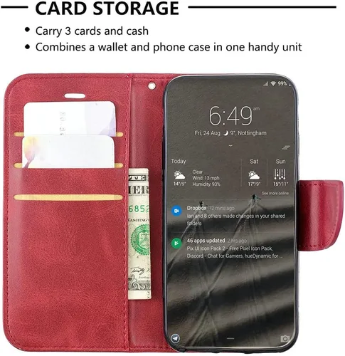 Vista 3 de jioeuinly Case Compatible with Celular Kalley Element 5+Plus Phone Case Flip Stand Cover PU Leather YZW Wallet Case Red
