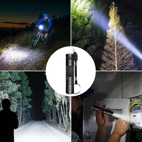 Vista 7 de CZS Mini linterna, paquete de 5 linternas pequeñas, linternas LED de alto lúmenes, linterna de bolsillo impermeable, linterna táctica alimentada por