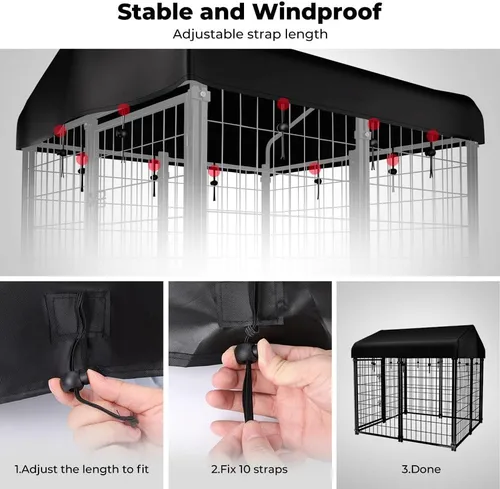 Vista 4 de PawGiant Reemplazo de la cubierta de la perrera para perros al aire libre, cubierta impermeable resistente a los rayos UV para recinto grande de 4 x