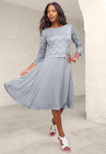 Vista 5 de Roaman's Vestido de encaje y gasa adornado de talla grande para mujer