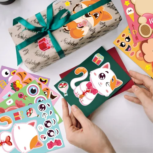 Vista 7 de 32 hojas de calcomanías para el día de San Valentín, haz tus propias calcomanías de San Valentín para niños, 8 diseños de calcomanías de ángel