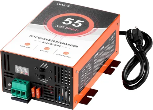 Vista 14 de VEVOR Convertidor de energía para RV, 35 Amp, Convertidor de 110V AC a 12V DC para RV, cargador de batería, carga inteligente de 4 etapas, rango