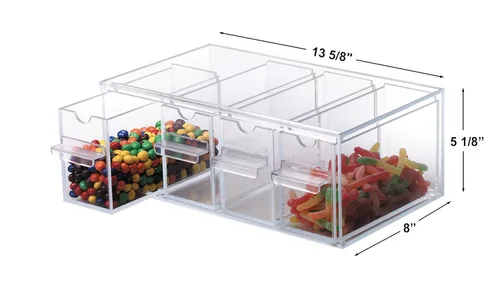 Vista 2 de Dispense-Rite TD-4 Organizador dispensador de encimera de cuatro secciones, acrílico transparente