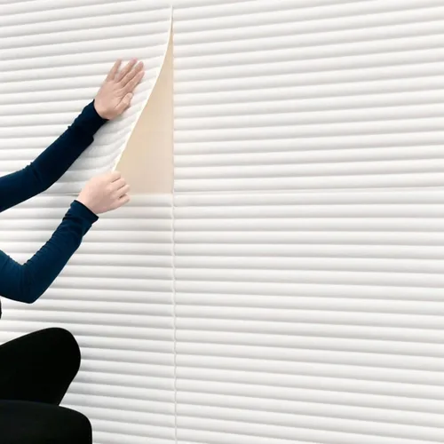 Vista 5 de Queenbox Panel de pared autoadhesivo de cilindro sintético de 13.8 x 27.6 pulgadas, papel tapiz moderno de espuma sólida para habitación, cocina