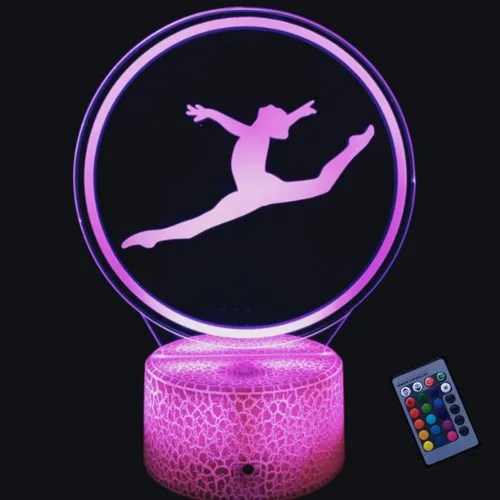Luz nocturna de gimnasia 3D, 16 colores cambiantes, control remoto, interruptor táctil, lámpara de decoración, ilusión óptica, lámpara de mesa LED