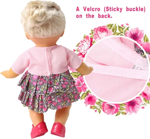 Vista 5 de BOBO - Juego de 12 piezas para muñecas de 12-14-16 pulgadas, ropa de muñeca de bebé, trajes de disfraces, ropa de muñeca bonita, hecha a mano