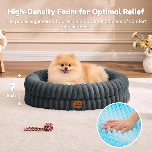 Vista 4 de Cama ortopédica para perro, funda lavable, sofá de piel Gris oscuro