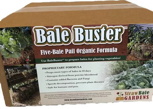 Straw Bale Gardening Five Bale Kit de preparación de pacas con formulación 100% orgánica Harina de sangre 18 libras Incluye bacterias y esporas de