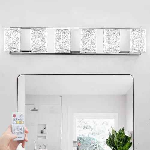 Vista 18 de Luz de Tocador de Baño Moderna de Níquel Cepillado de 8 Luces, Elegantes Accesorios de Iluminación de Baño de Níquel LED sobre Espejo, Accesorios