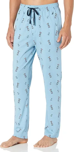 Vista 9 de Nautica pantalones de pijama para hombre, tejido suave, 100 % algodón, cintura elástica azul Depths