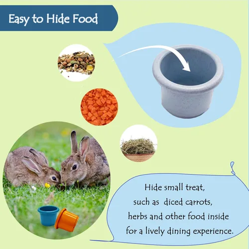 Vista 6 de 8 tazas apilables para conejos, juguetes reutilizables multicolor con bonito diseño de animales, juguetes apilables de tamaño graduado, juguete