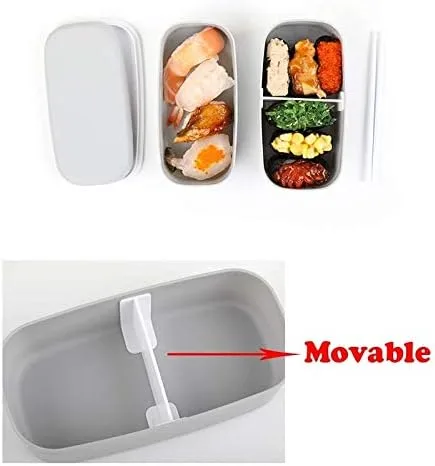 Vista 3 de kkhouse Paquete de 2 loncheras de 2 capas para microondas con compartimentos a prueba de fugas, contenedor de alimentos aislado con palillos