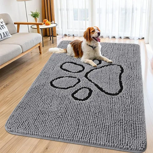 Vista 49 de Smiry Tapete para puerta de perro para patas fangosas, absorbente que atrapa la suciedad, antideslizante, de secado rápido, lavable, tapete