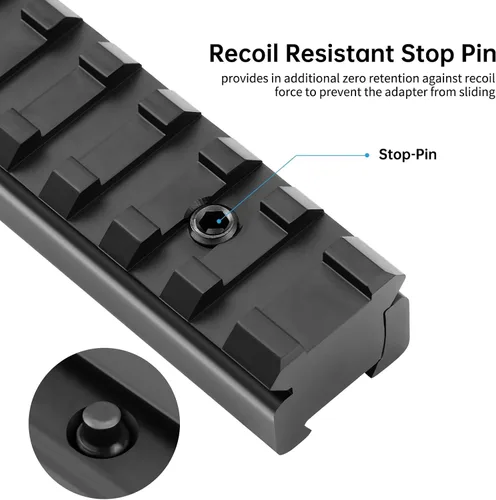 Vista 3 de Bontok 11mm Dovetail to 21mm Upgraded Build-in Locking Screws Picatinny Rail Low Profile Scope Mount Converter Base 3/8" to 7/8" Converter
