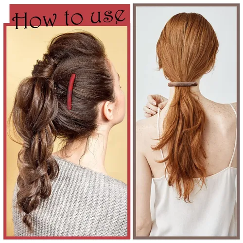 Vista 5 de 12 Piezas Pasadores de Cabello para Mujeres Acetato de Concha de Tortuga Clip Francés Delgado Pasadores Automáticos para Cola de Caballo