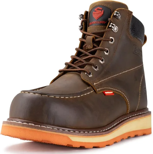 Vista 12 de SUREWAY 6” Mens Heavy Duty Soft/Composite/Steel Toe Work Boots for Men,Comfortable & Durable,GoodyearWelt,Full Grain Leather,Oil/Slip