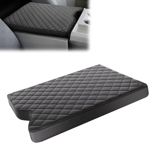 Vista 7 de 1 almohadilla de protección para reposabrazos de automóvil, 15.3 x 12.6 x 2.6 pulgadas, funda de cuero a cuadros para consola central para silla