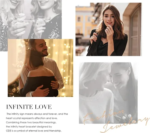 Vista 7 de CDE Pulsera de eslabones con símbolo de corazón infinito para mujer, plata de ley 925, acero inoxidable, ajustable, joyería de aniversario, día